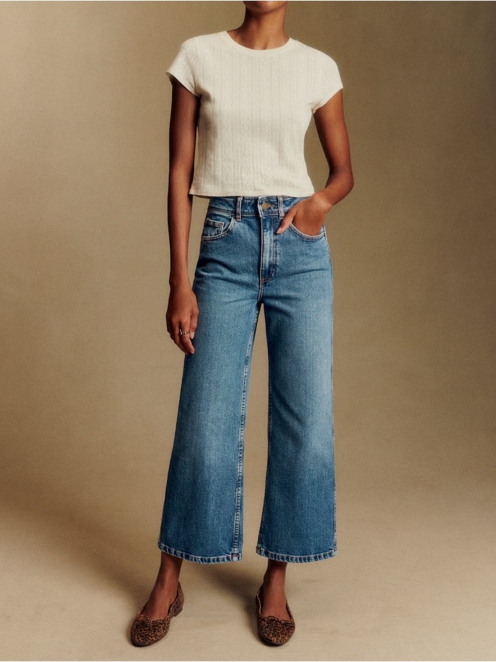 Sezane Le Crop in denim - size 40